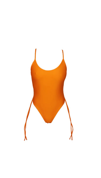 ruched-sides-one-piece-orange